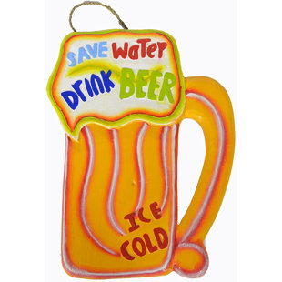 WORLD BAZZAR Save Water Drink Beer Ice Cold Parrot Head Tiki Bar Sign