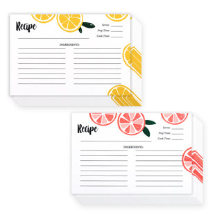 OUTSHINE CO Outshine Premium Recipe Cards 4X6 Inches, Fruit Design (Set Of 50) | No-Smear Double Sided Thick Cardstock | Bulk Blank Recipe Cards For Recipe Box 4X6 | Great Gift For Mom, Sister, Daughter, Friend