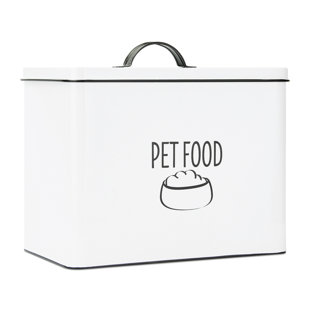 OUTSHINE CO Outshine White Farmhouse Dog Food Bin Storage Container Cute Pet Food And Treat Canister With Lid