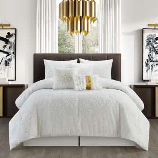 NANSHING AMERICA, INC Altair White Microfiber 7 Piece Comforter Set