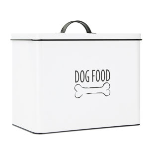 OUTSHINE CO Outshine White Farmhouse Dog Food Bin Storage Container Cute Pet Food And Treat Canister With Lid