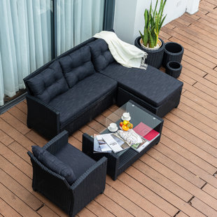 MADE4HOME Versailles Sectional Sofa With Ottoman and Cushions