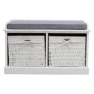 BEACHCREST HOME Abbey Canvas Upholstered Storage Bench