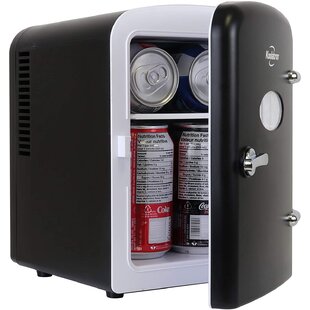 KOOLATRON EUROPE Koolatron Retro Mini Fridge 4L 6 Can Portable Cooler Warmer for Bedrooms, Black