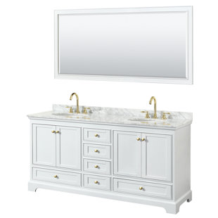 WYNDHAM COLLECTION Deborah 72'' Double Bathroom Vanity with Marble Top with Mirror