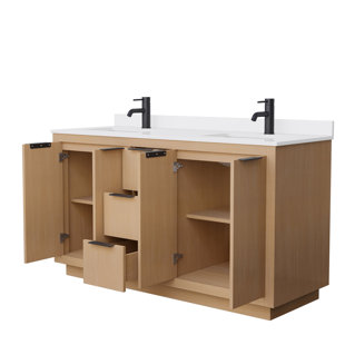 WYNDHAM COLLECTION Maroni 60'' Double Bathroom Vanity with Genuine Marble Top