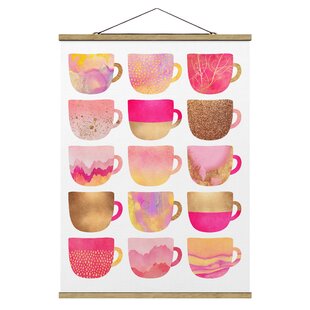 CANORA GREY Stoffbild Golden Cups mit Pink von Elisabeth Fredriksson