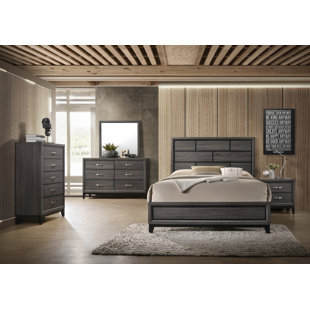 VELVET IMPORT CORP Sierra Charcoal Gray Panel Bedroom Set