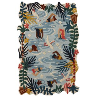 JUSTINA BLAKENEY X LOLOI Optimism Floral Handmade Tufted Wool Blue Area Rug