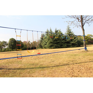 GENTLE BOOMS SPORTS Ninja Warrior Set 2x65FT Ninja Warrior Obstacle Course for Kids with 13 Ninja Accessories