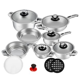 VELAZE Haru 16 - Piece Non-Stick Stainless Steel (18/10) Cookware Set