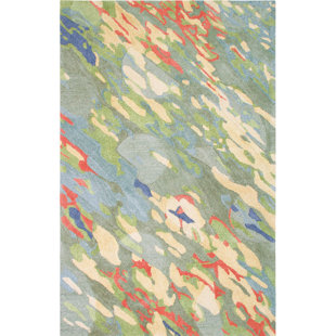 COMPANYC Reflections Abstract Handmade Tufted Green/Blue/Red Area Rug