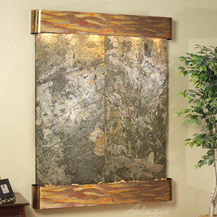 ADAGIO FOUNTAINS Majestic River Natural Stone/Metal Wall Fountain with Light