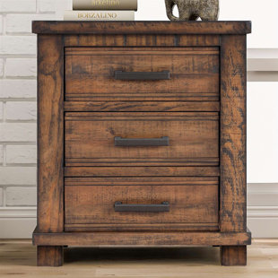 MILLWOOD PINES Pierz 3 - Drawer Nightstand in Rustic Brown