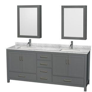 WYNDHAM COLLECTION Sheffield 80" Double Bathroom Vanity Set with Mirror