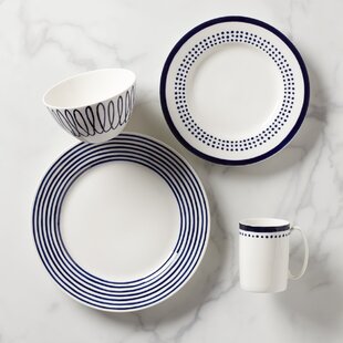 KATE SPADE NEW YORK Charlotte Street 4 Piece Porcelain China Dinnerware Set