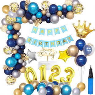APERIL 48 Pieces Balloon Kit Navy Blue Gold Theme Crown Party Decoration Kit