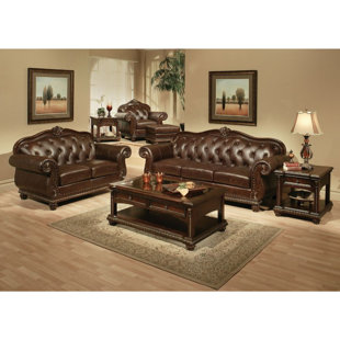 A&J HOMES STUDIO 3 - Piece Vegan Leather Living Room Set