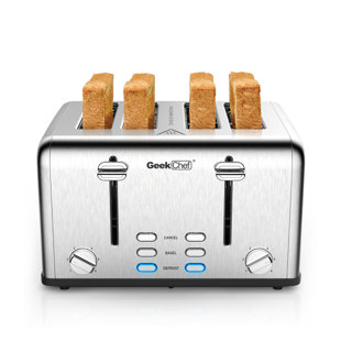 Lifease Geek Chef 4 Slice Stainless Steel Extra-wide Slot Toaster