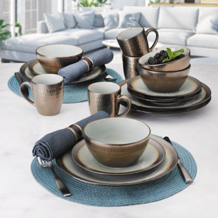 Gourmet Basics by Mikasa Anastasia 16-Piece Stoneware Dinnerware Set, Service for 4