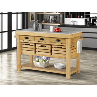 LOON PEAK® Denija 55'' Wide Kitchen Island with Marble Top,island,coffee cart