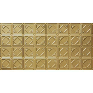 GLOBAL SPECIALTY PRODUCTS 48.5'' L x 24.5'' W Plastic Glue Up Ceiling Tile In Brass
