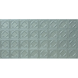 GLOBAL SPECIALTY PRODUCTS 48.5'' L x 24.5'' W Textured Plastic Glue Up Ceiling Tile In Nickel