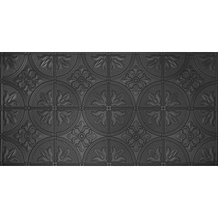 GLOBAL SPECIALTY PRODUCTS 48.5'' L x 24.5'' W Textured Plastic Glue Up Ceiling Tile In Black