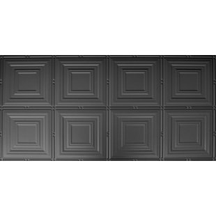 GLOBAL SPECIALTY PRODUCTS 48.5'' L x 24.5'' W Coffered Plastic Glue Up Ceiling Tile In Black