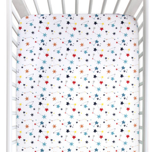 FISHER PRICE White/Red 100% Cotton - Piece Standard Crib Fitted Sheet