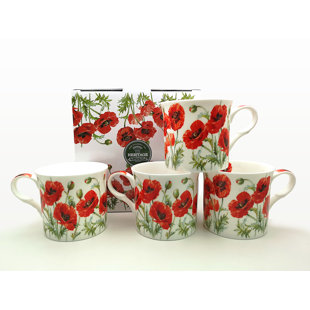 HERITAGE Summer Poppy Bone China Mug (Set of 4)