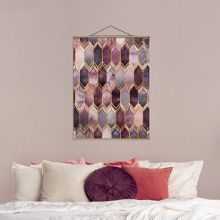 CANORA GREY Stoffbild Buntglas Geometric Rosé Gold von Elisabeth Fredriksson
