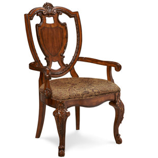 A.R.T. Linen Queen Anne Back Arm Chair in Brown (Set of 2)