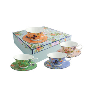 LEVI BEER Teacups And Saucers Set, Multi-Colour