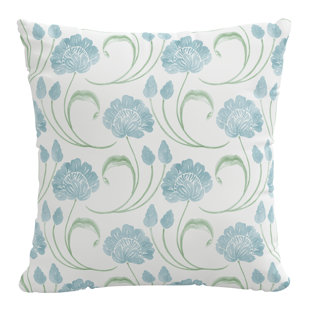 SKYLINE FURNITURE Cleo Floral Sage Floral Cotton Reversible Throw Pillow