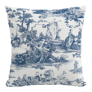 SKYLINE FURNITURE Sapphire Toile Cotton Reversible Throw Pillow