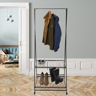 Artesa Verona Rolling Laundry Garment Rack with Shelves, Black