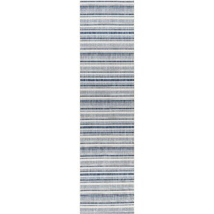 BEACHCREST HOME™ Bellino Striped Denim Indoor/Outdoor Area Rug