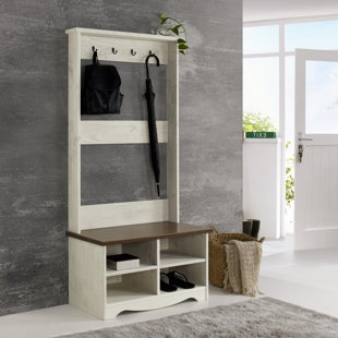 FURNITURE DASH Hall Tree 31.5'' Wide with Bench and Shoe Storage