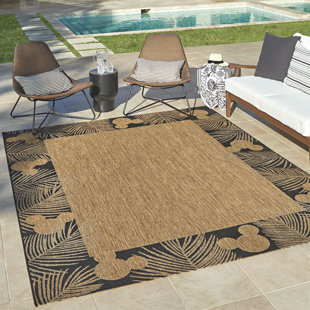 DISNEY BY GERTMENIAN Licensed Disney Mickey Mouse Palm Border Indoor/Outdoor Flatweave Area Rug