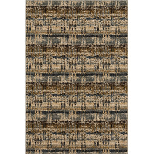 SCOTT LIVING Kaleidoscopic Striped Denim/Gold Area Rug