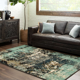 SCOTT LIVING Abstract Green/Black Area Rug