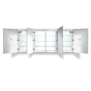 KRUGG REFLECTIONS USA Vandorn 84'' W H Frameless Medicine Cabinet with Mirror and 12 Adjustable Shelves