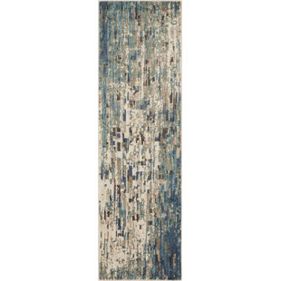 SCOTT LIVING Precipice Lagoon Abstract Gray/Blue Area Rug