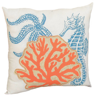 XIA HOME FASHIONS Coastal Appliqued Reversible Throw Pillow
