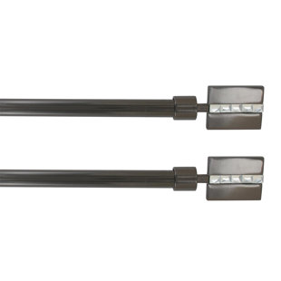 EVIDECO Stainless Steel Adjustable 0.1'' Diameter Single Curtain Rod (Set of 2)