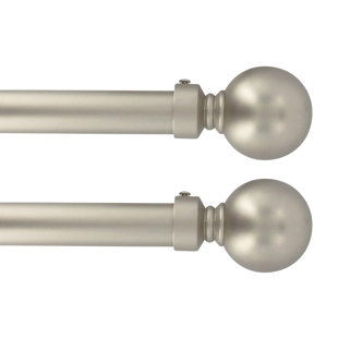 EVIDECO Stainless Steel Adjustable 1'' Diameter Single Curtain Rod (Set of 2)
