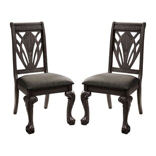 BLOOMSBURY MARKET Akiyoshi Fabric Upholstered Queen Anne Back Side Chair in Dark Gray (Set of 2)