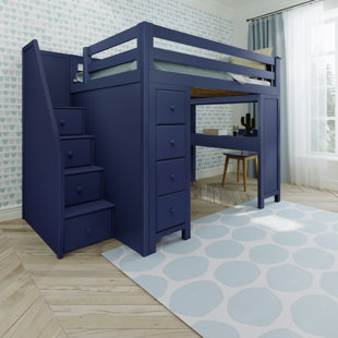 VIV + RAE™ Lennon Full 8 Drawer Solid Wood Loft Bed with Bookcase by Three Posts™ Baby & Kids