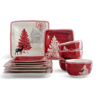 222 FIFTH Northwood Cottage 12 Piece Dinnerware Set, Service for 4